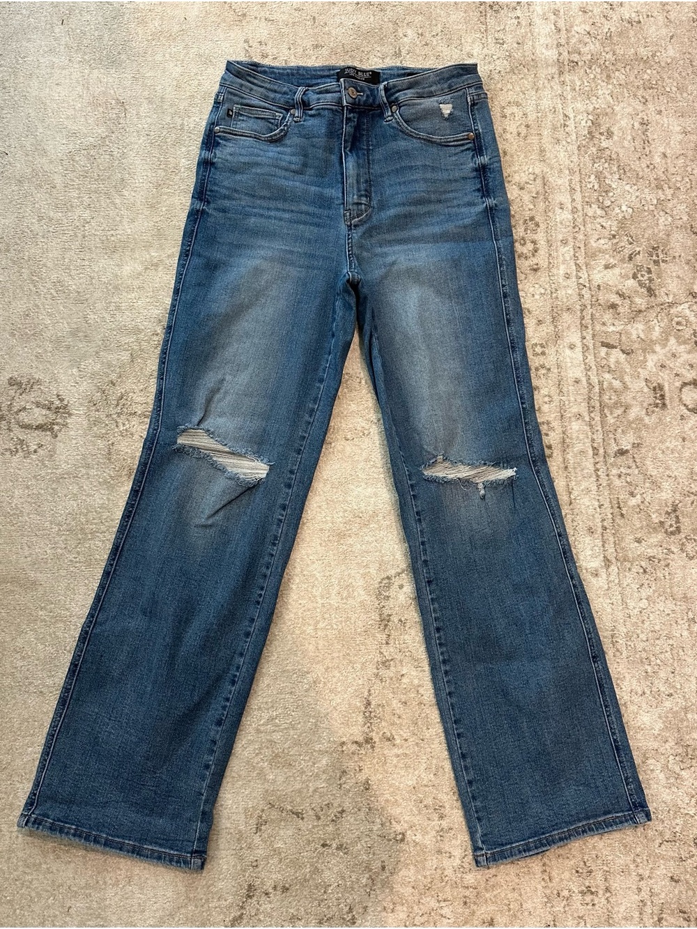 Judy Blue High Rise Distressed Straight Leg Jeans Size 13/31